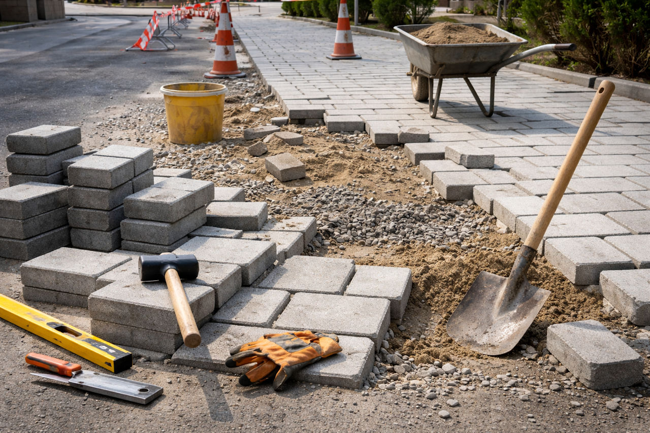 Oprava chodn�k� na M�nesov� n�b�e��